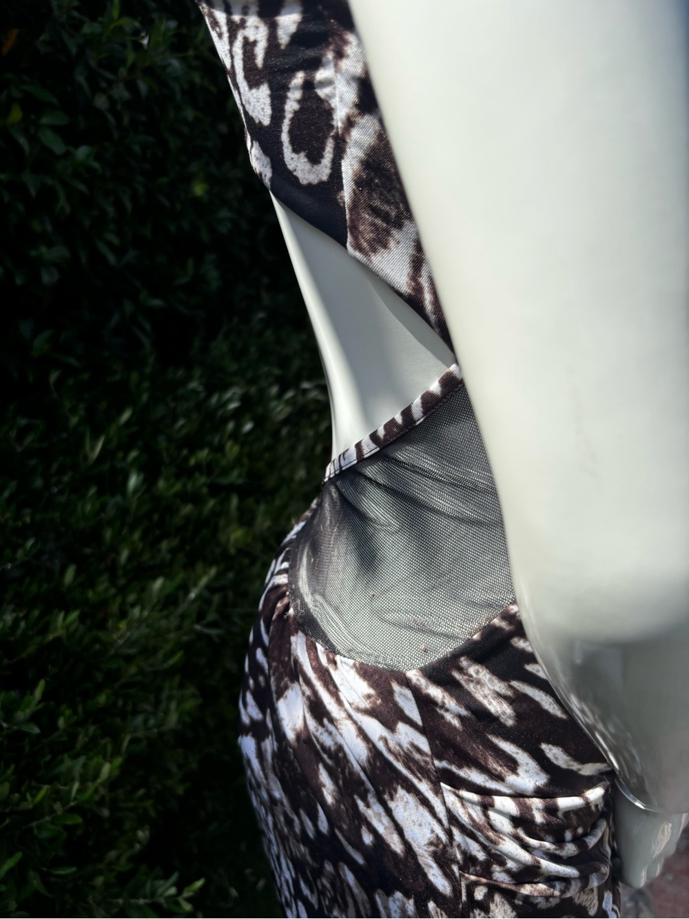 bebe Brown Animal Print Cowl Neck Mini Dress Y2K - Picture 6 of 12